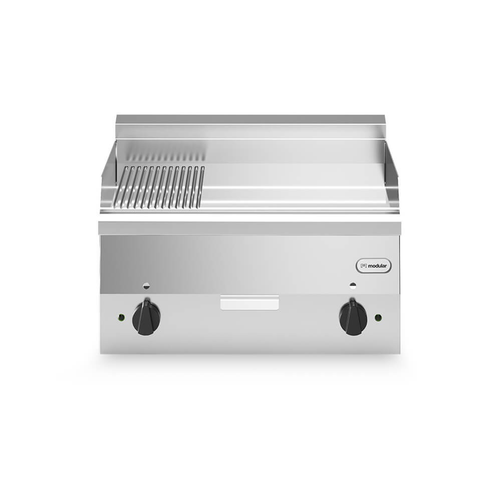 Εστία-πλατό ηλεκτρ. 6kW διπλή 1/3 ραβδωτή 2/3 λεία επιφ. χρωμίου επιτραπ. F60/60FTE/CLR/T FUN600