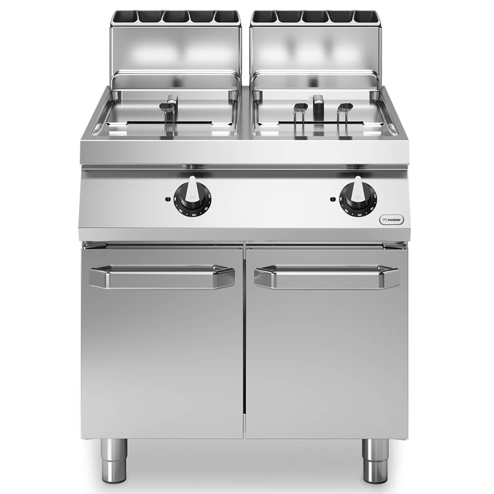 Φριτέζα αερίου 2x13L ελεύθ. δεξαμ. 24kW σε βάση με 2 πόρτες R90/80FRGL/2V13/P ROC900