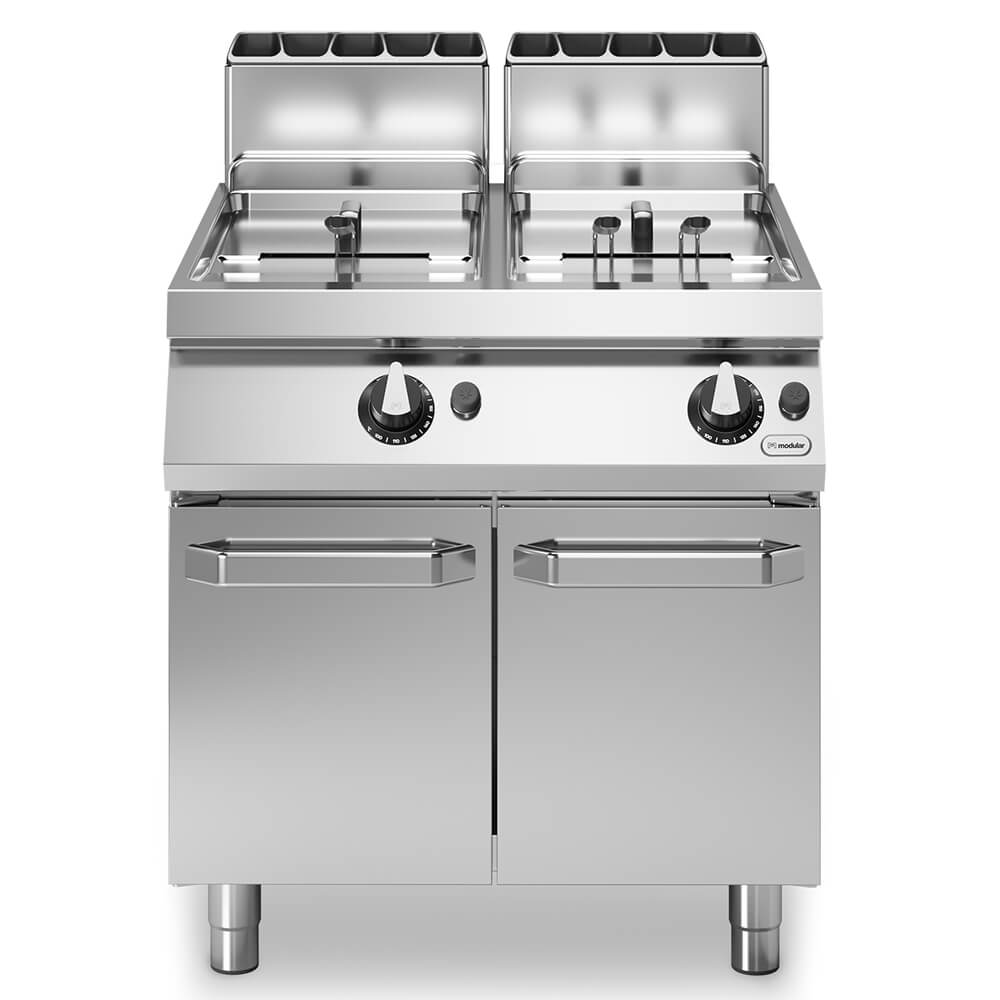 Φριτέζα αερίου 2x13L σωλην. καυστ. 24kW σε βάση με 2 πόρτες R70/80FRGV/2V13/P ROC700