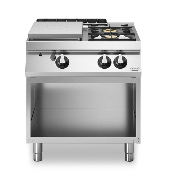 Solid top αερίου 6kW & 2 φλόγ. (1x3,7+1x5,5kW, εμαγέ τάσια) με ανοικτή βάση R70/80TPPGFB/A ROC700