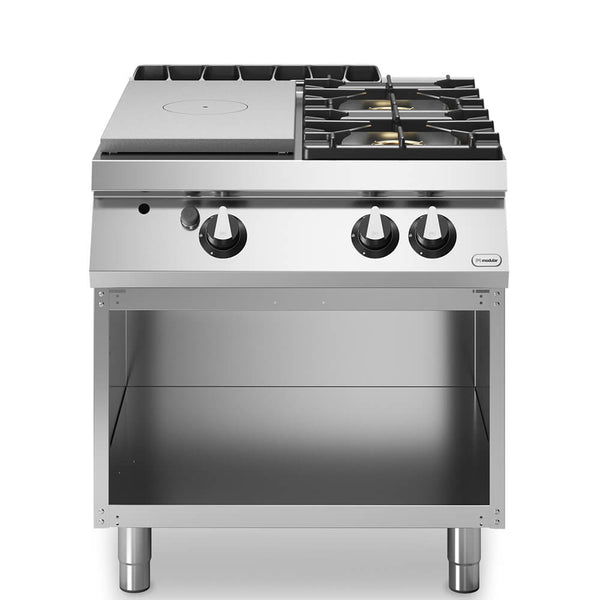 Solid top αερίου 7kW & 2 φλόγ. (1x5,5kW+1x7,5kW εμαγέ τάσια) με ανοικτή βάση R90/80TPPGFB/A ROC900