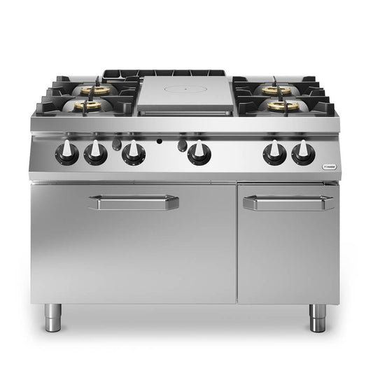 Solid top αερίου 7kW & 4 φλόγ. (1x6kW+3x10kW) με φούρνο αερίου 2/1 8kW R90/120TPPFGF/P ROC900