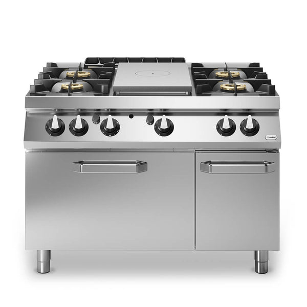 Solid top αερίου 7kW & 4 φλόγ. (1x6kW+3x10kW) με φούρνο αερίου 2/1 8kW R90/120TPPFGF/P ROC900