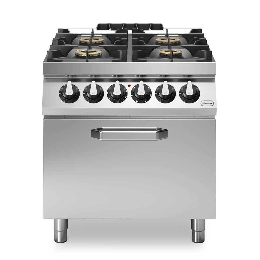 Κουζίνα αερίου 4 φλόγ. (1x6kW+3x10kW) με ηλεκ. φούρνο CONVECTION 2/1 6kW R90/80CFGEV ROC900