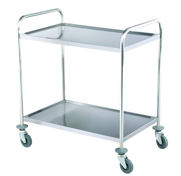 KARAMCO Ανοξείδωτο τροχήλατο καρότσι διπλό 76x38x76cm